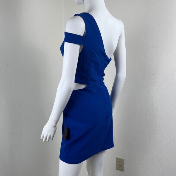 Lulus Women Size L Rearview Mirror Blue One Shoulder Bodycon Mini NEW Dress - Picture 10 of 12
